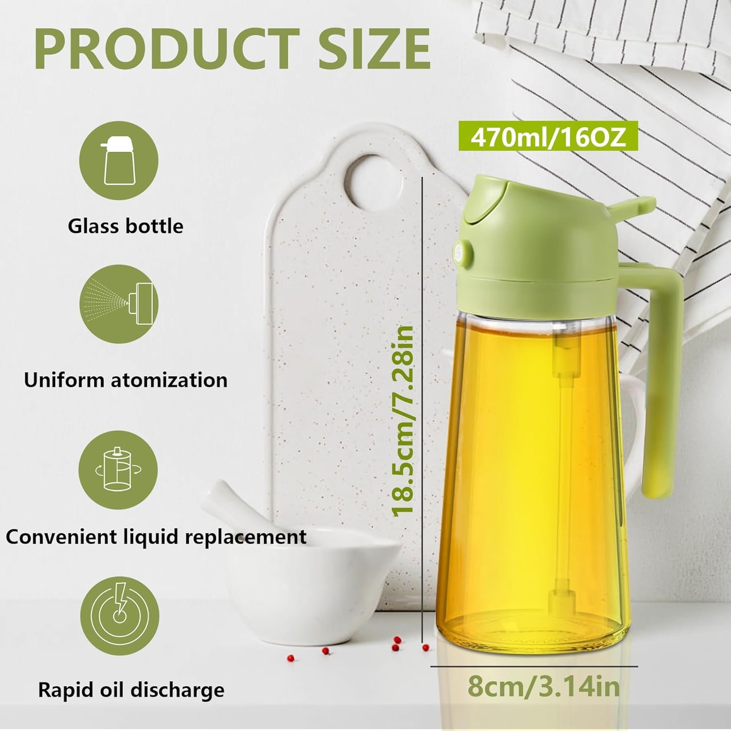 Olive Oil Dispenser & Sprayer Bottles