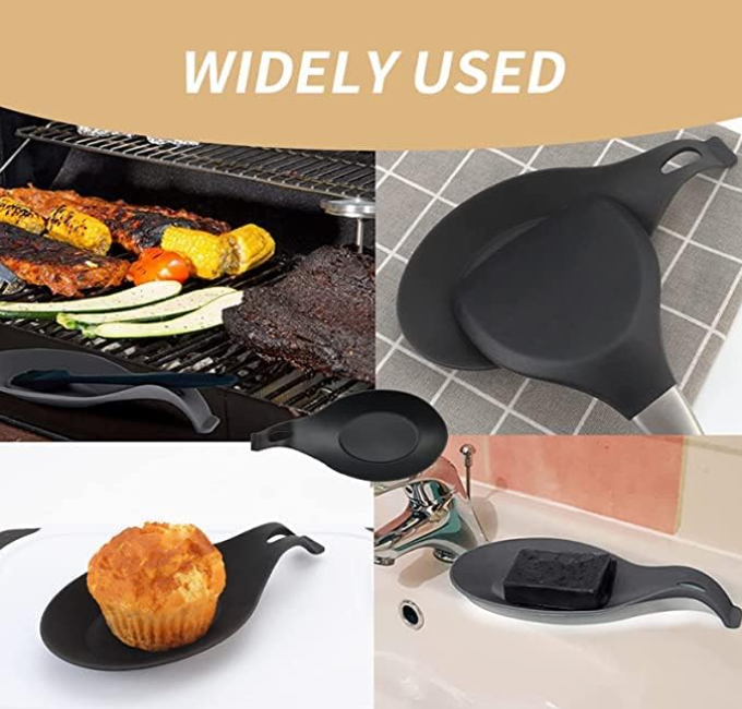Black Silicone Ladle Holder Large Spoon Rest